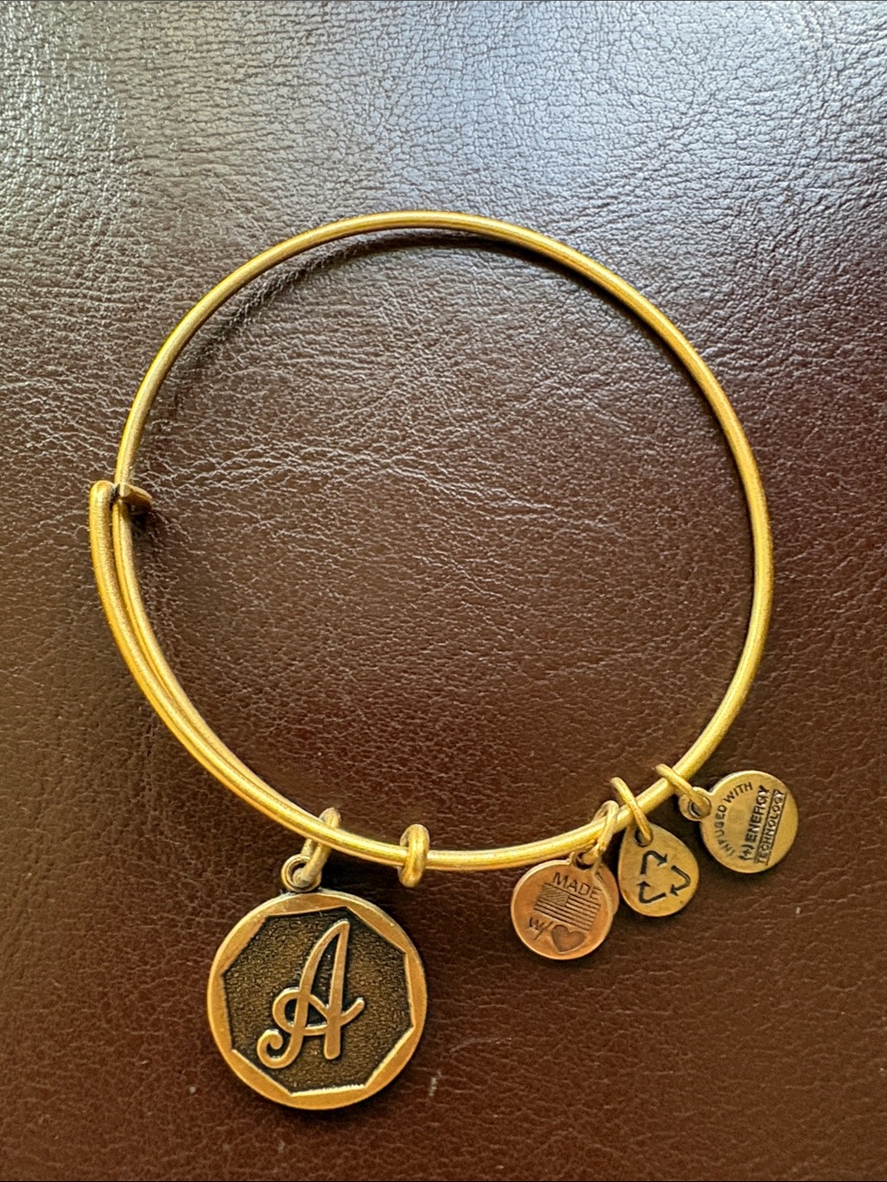 Alex and Ani Gold-Tone Initial A Expandable Charm Bangle